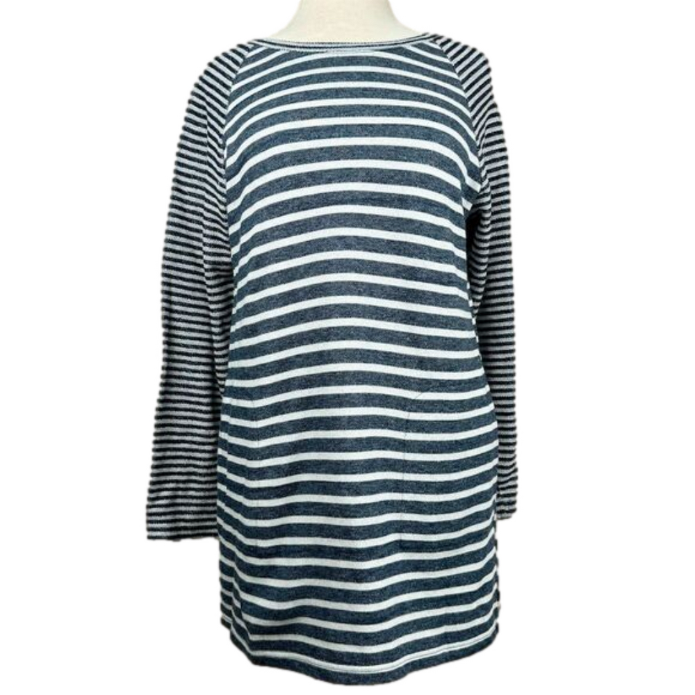 Anne French Women's XL Navy Blue & White Striped Casual Tunic Top / Dress